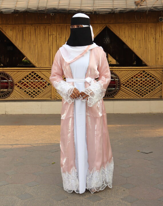 Net Embroidery Jacket Abaya - Image 2