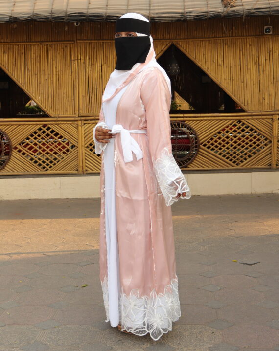Net Embroidery Jacket Abaya