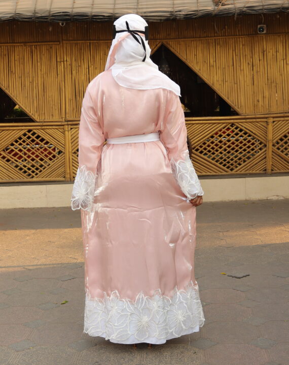 Net Embroidery Jacket Abaya - Image 4